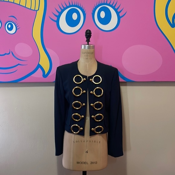 Moschino Couture Navy Jacket Gold Hardware - Picture 1 of 12